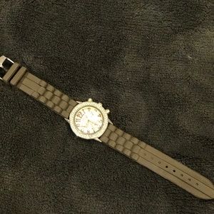 Brown Bora watch with silver and crystal face